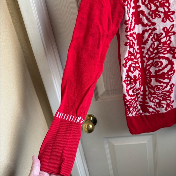 Merona Women's Festive Red and White Cardigan - Picture 6 of 8